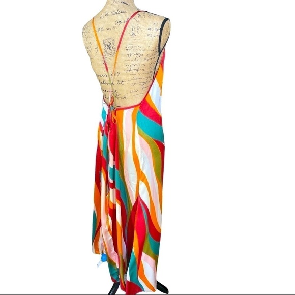 CUPSHE Maxi Slip Dress Back Out Spaghetti Straps Women’s Size Medium Mul… - Picture 4 of 9